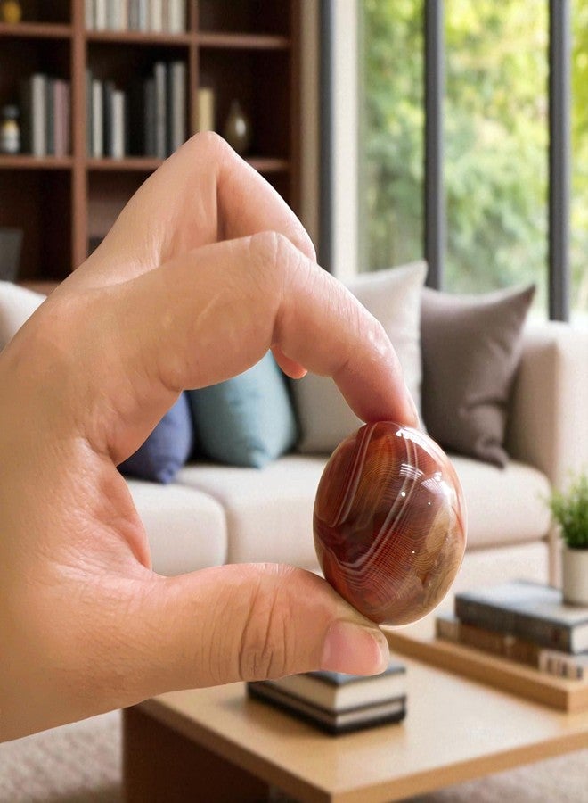 KH866 4pcs Silk Agate Banded Balls Sphere Crystal Natural Worry Stone Carnelian Real Quartz Gemstone Polished Palm Tumbled Gems Reiki Chakra Healing Energy Anxiety Stress Relief Fengshui Dia 35MM/1.38'' - Image 5